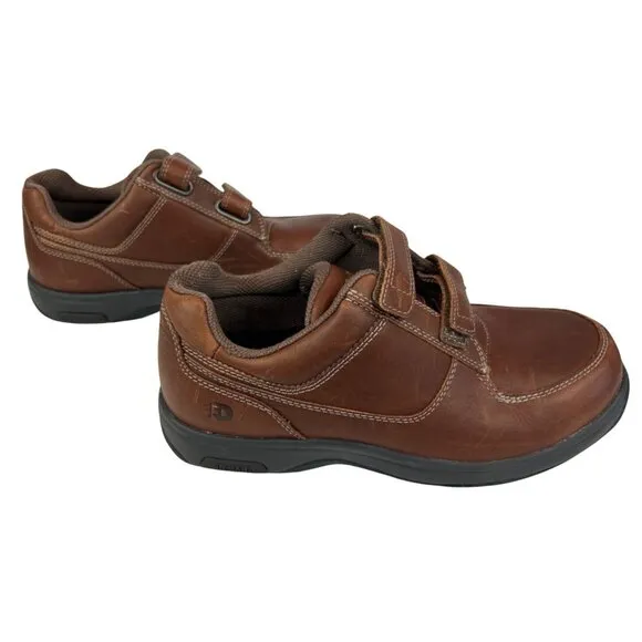 Dunham Velcro Strap Shoes Brown Leather Men's 9.5 Wide 6E 8009SB