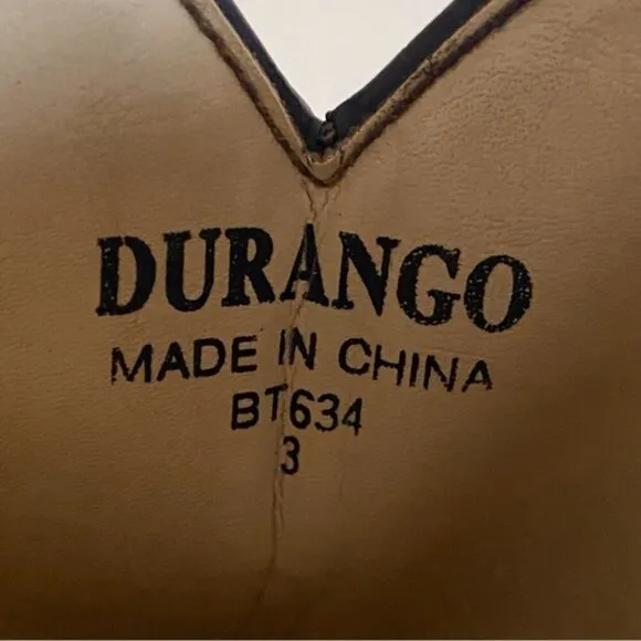Duragno Cowboy Print Leather Boots Little Kids Size 3 Made in China FLAWS