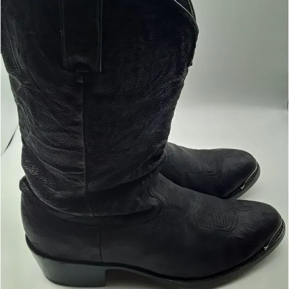 Durango Mens Leather Western Embroidered Boots Size 10 EE Black Color