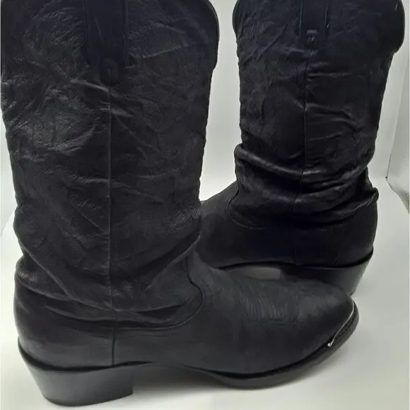 Durango Mens Leather Western Embroidered Boots Size 10 EE Black Color