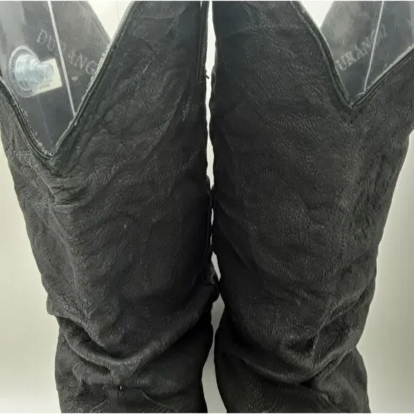 Durango Mens Leather Western Embroidered Boots Size 10 EE Black Color