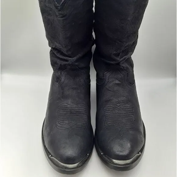 Durango Mens Leather Western Embroidered Boots Size 10 EE Black Color