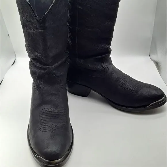 Durango Mens Leather Western Embroidered Boots Size 10 EE Black Color