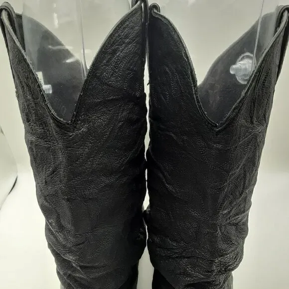 Durango Mens Leather Western Embroidered Boots Size 10 EE Black Color