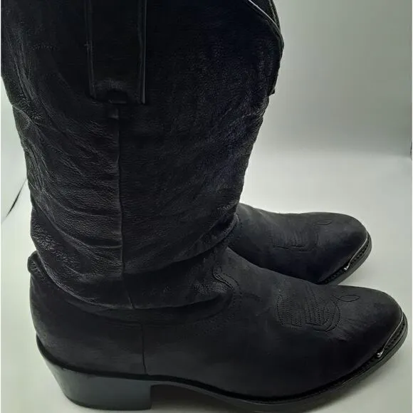 Durango Mens Leather Western Embroidered Boots Size 10 EE Black Color