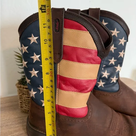 DURANGO Rebel Boots Mens 10.5 American Flag Patriot Brown Leather Western Cowboy