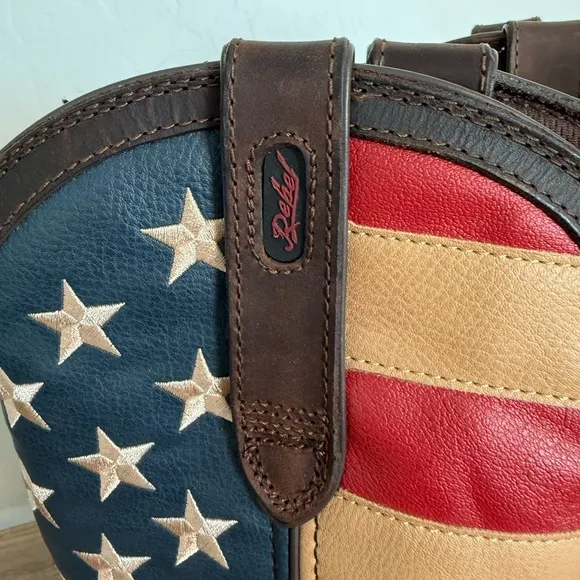 DURANGO Rebel Boots Mens 10.5 American Flag Patriot Brown Leather Western Cowboy