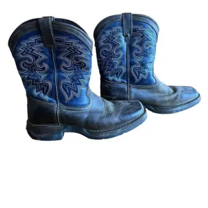 Durango Western Boots DWBT053 Kids 8&quot; Blue Brown Embroidery Size‎ 6M