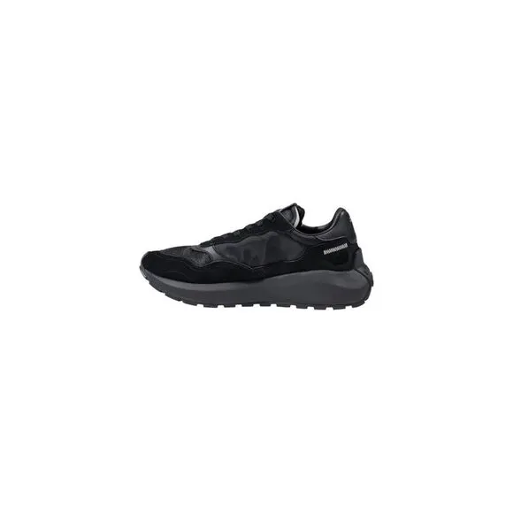 Ea7 Plain Lace-Up Leather Lined Sneakers Men Black