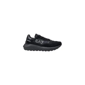 Ea7 Plain Lace-Up Leather Lined Sneakers Men Black