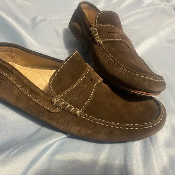 Ecco Brown Slip-On Loafers with Penny Strap