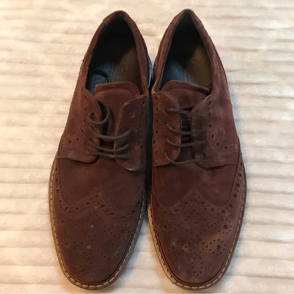 ECCO Burgundy Port Red Men's Vitrus I Wing Tip Tie Oxford Suede Shoes Size 7