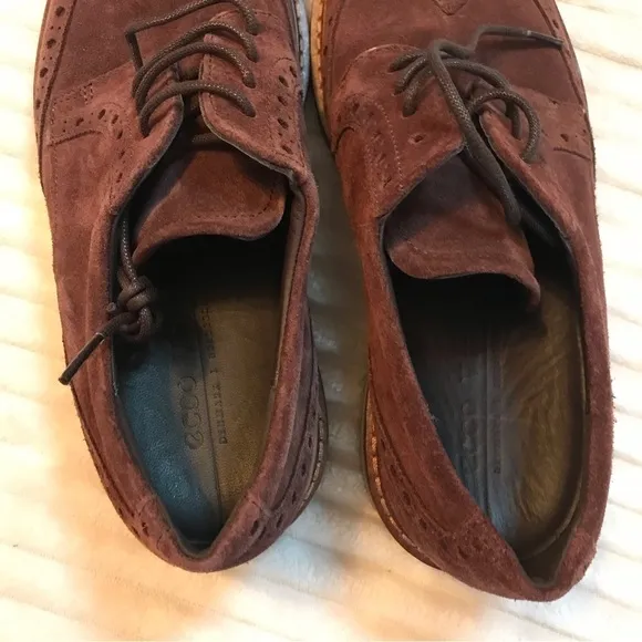 ECCO Burgundy Port Red Men's Vitrus I Wing Tip Tie Oxford Suede Shoes Size 7