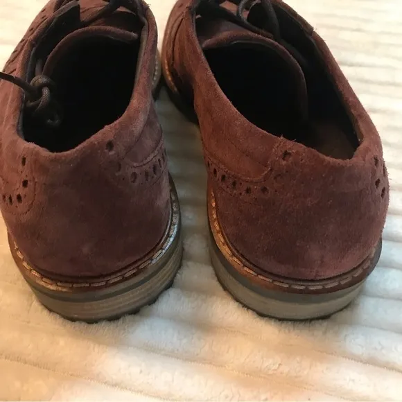 ECCO Burgundy Port Red Men's Vitrus I Wing Tip Tie Oxford Suede Shoes Size 7