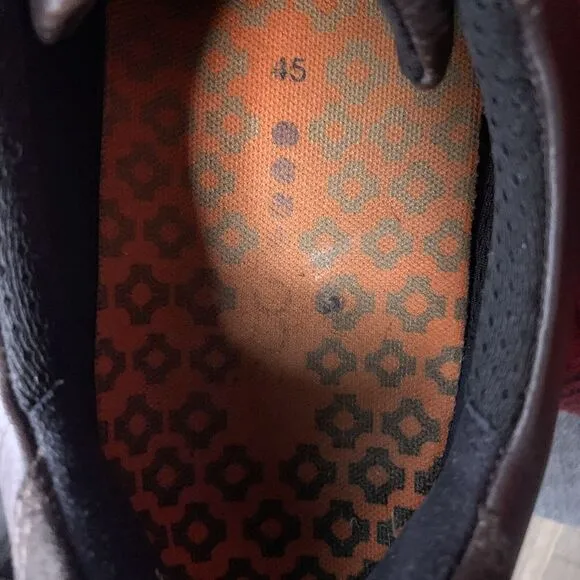 Ecco mens golf shoes 44 Street‎ Low Cut Coffee/Orange Spikeless Vint Sz 11/11.5