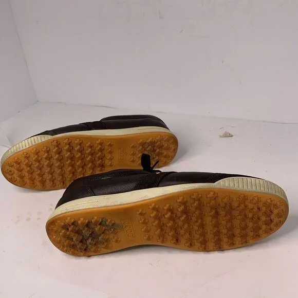 Ecco mens golf shoes 44 Street‎ Low Cut Coffee/Orange Spikeless Vint Sz 11/11.5