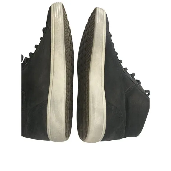 Ecco Mens Size 14 Black Suede High Top Sneakers shoes