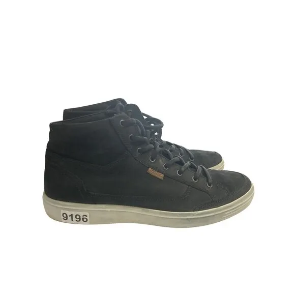 Ecco Mens Size 14 Black Suede High Top Sneakers shoes