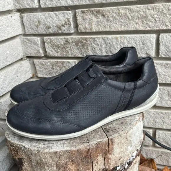 Ecco Navy Blue Chander Classic Slip On Leather Casual Sneakers Sz 46