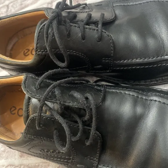ECCO Seattle Oxfords Shoes Black Leather Lace Up Bike Toe Genuine Leather 42 9.5