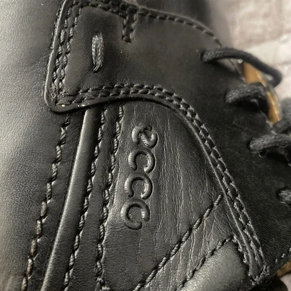 ECCO Seattle Oxfords Shoes Black Leather Lace Up Bike Toe Genuine Leather 42 9.5