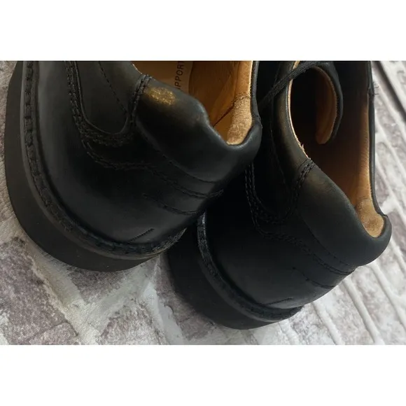 ECCO Seattle Oxfords Shoes Black Leather Lace Up Bike Toe Genuine Leather 42 9.5