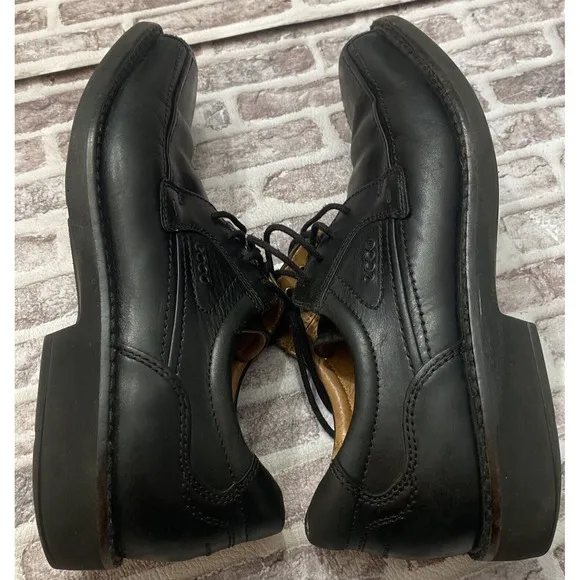 ECCO Seattle Oxfords Shoes Black Leather Lace Up Bike Toe Genuine Leather 42 9.5