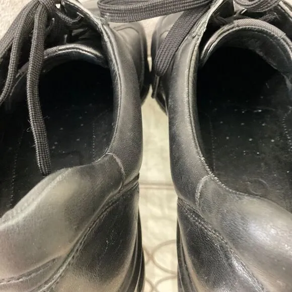 Ecco Shoes Casual Sneakers Men Sz. 46/US sz. 13 Black Leather Lace Up Oxfords