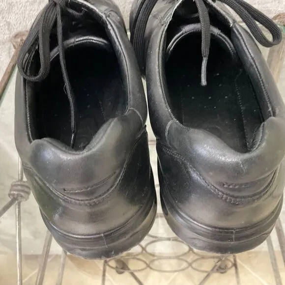 Ecco Shoes Casual Sneakers Men Sz. 46/US sz. 13 Black Leather Lace Up Oxfords