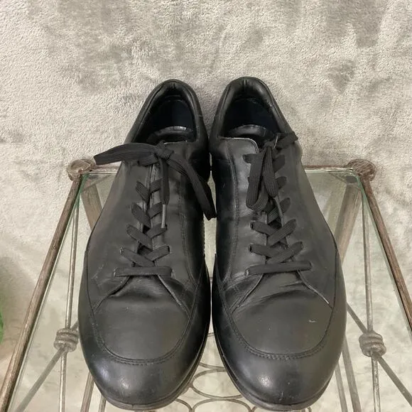 Ecco Shoes Casual Sneakers Men Sz. 46/US sz. 13 Black Leather Lace Up Oxfords