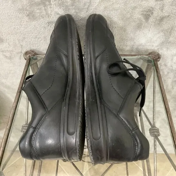 Ecco Shoes Casual Sneakers Men Sz. 46/US sz. 13 Black Leather Lace Up Oxfords