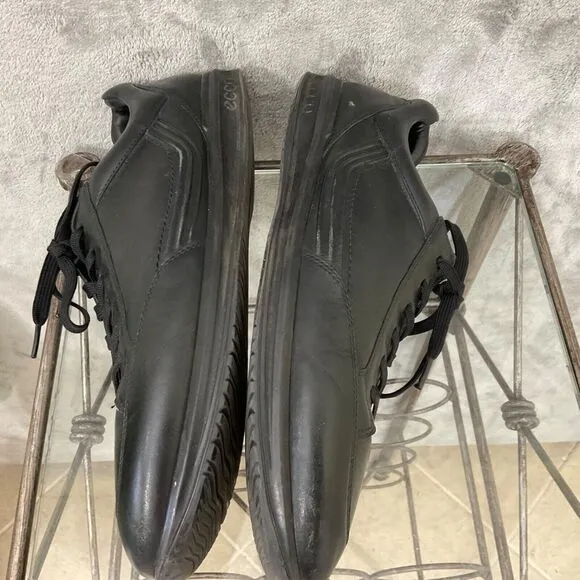 Ecco Shoes Casual Sneakers Men Sz. 46/US sz. 13 Black Leather Lace Up Oxfords