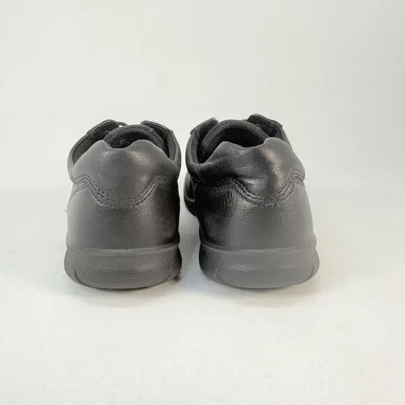 ECCO Shoes Womens 41 Babett II Tie Casual Sneakers Black Leather Round Toe Low