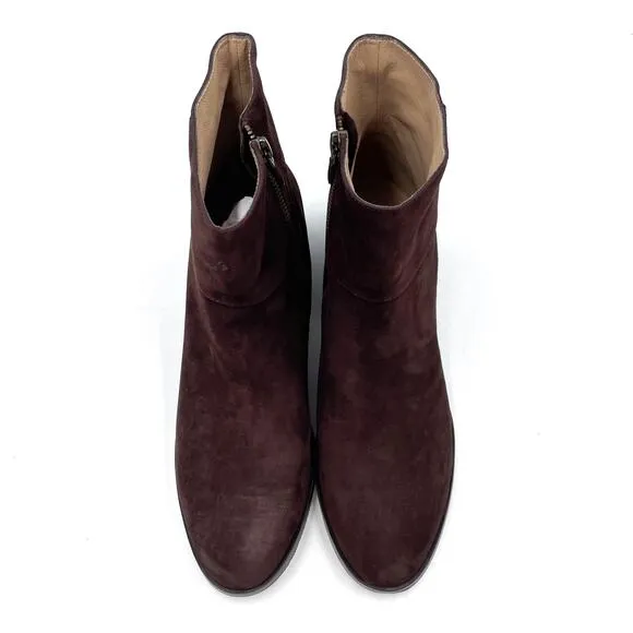 Eileen Fisher Anja Boots Chocolate Brown Suede Block Heel Ankle Sz 10