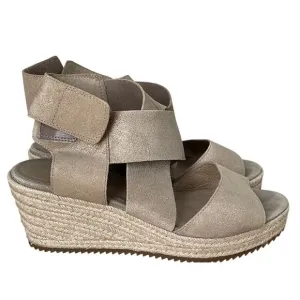 Eileen Fisher Willow Tan Gold Metallic Espadrille Sandals