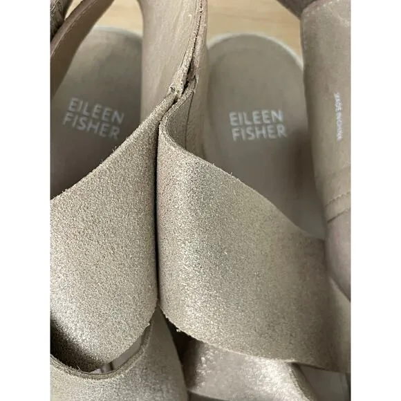Eileen Fisher Willow Tan Gold Metallic Espadrille Sandals