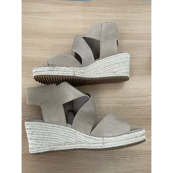 Eileen Fisher Willow Tan Gold Metallic Espadrille Sandals