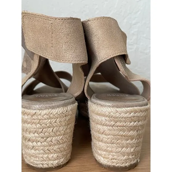 Eileen Fisher Willow Tan Gold Metallic Espadrille Sandals