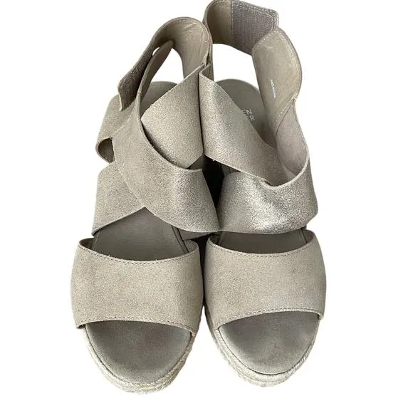 Eileen Fisher Willow Tan Gold Metallic Espadrille Sandals