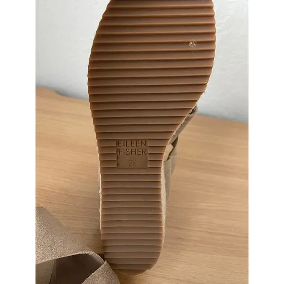Eileen Fisher Willow Tan Gold Metallic Espadrille Sandals
