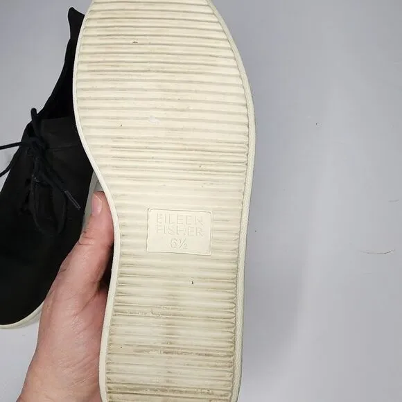 Eileen Fisher Women's Size 6.5 Kipling Tumbled Nubuck Sneakers Black