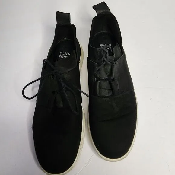 Eileen Fisher Women's Size 6.5 Kipling Tumbled Nubuck Sneakers Black