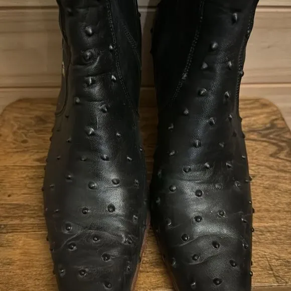 El Canelo Size 9 Floral Embroidered Leather Pointed High Heel Boots
