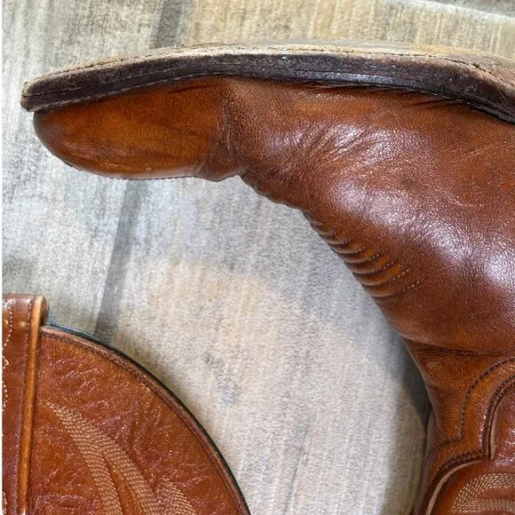 El Dorado Cowboy Boots Brown Leather Western Men's 8D Handmade USA Style 9302
