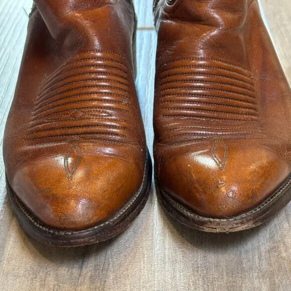 El Dorado Cowboy Boots Brown Leather Western Men's 8D Handmade USA Style 9302