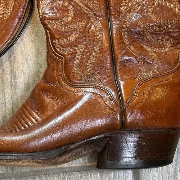 El Dorado Cowboy Boots Brown Leather Western Men's 8D Handmade USA Style 9302