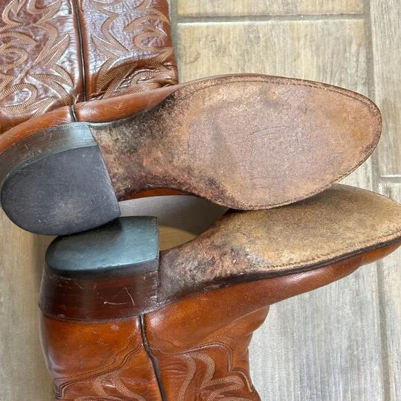 El Dorado Cowboy Boots Brown Leather Western Men's 8D Handmade USA Style 9302