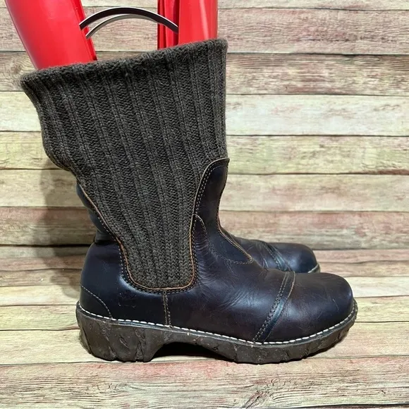 El Naturalista Elsa Yggdrasil Brown Leather Foldover Boots