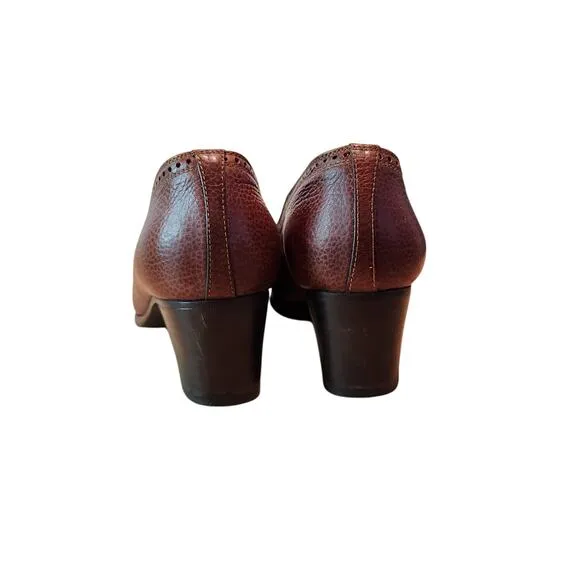 Elegance Leather Shoes Made in Italy, Size 35½, 2-Inch Heel Brown Classic Style‎