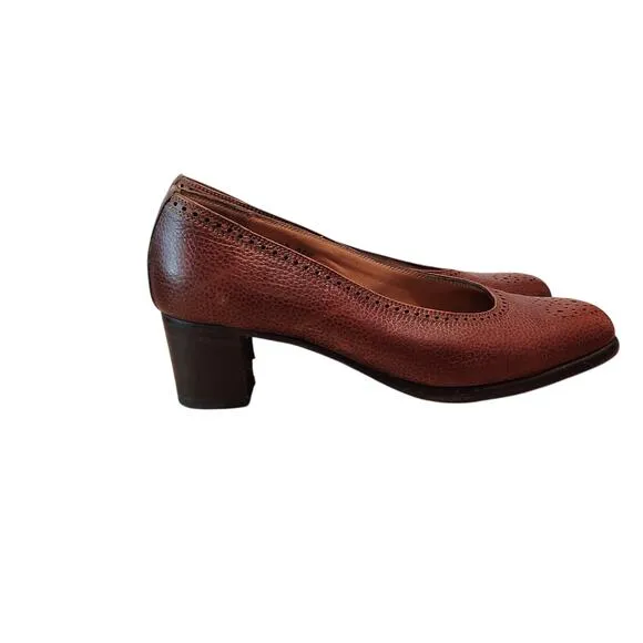 Elegance Leather Shoes Made in Italy, Size 35½, 2-Inch Heel Brown Classic Style‎